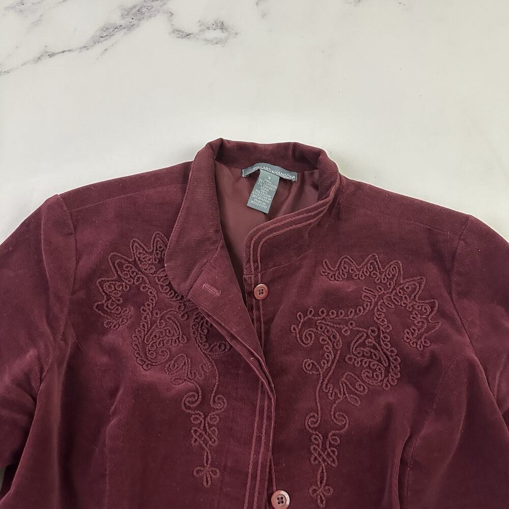 Hillard Hanson Womens Vintage y2k Corduroy Blazer Jacket Size S Purple Floral - Picture 2 of 11